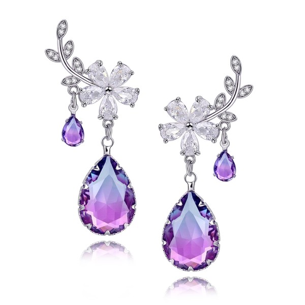 JA.S.JR Crystal Teardrop Earrings Silver Dangle Earrings for Women Ear
