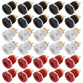 GTIWUNG 30 Pieces DC 5.5 x 2.1 mm Female Panel Socket with Hex Nut 3 Pin DC Electrical Socket DC Socket Panel Mount Socket DC Power Jack Socket 3 Pin Female Panel Mount Plug