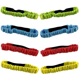 ZXSWEET 8PCS 3-Legged Race Bands Elastic Tie Rope with 4 Assorted Colors Perfect for Relay Race Game, Carnival, Field Day, Backyard