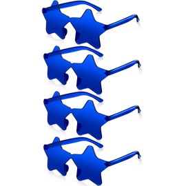CHENGU 4 Pairs Star Shaped Rimless Sunglasses Transparent Candy Color Sunglasses Pentagram Sunglasses for Women(Classic Blue)
