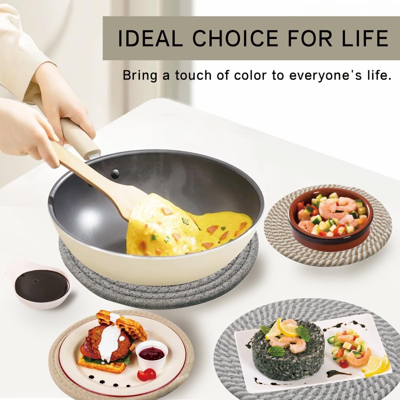20CM Placemats Set of 4, Round Cotton Braided Woven Placemats,