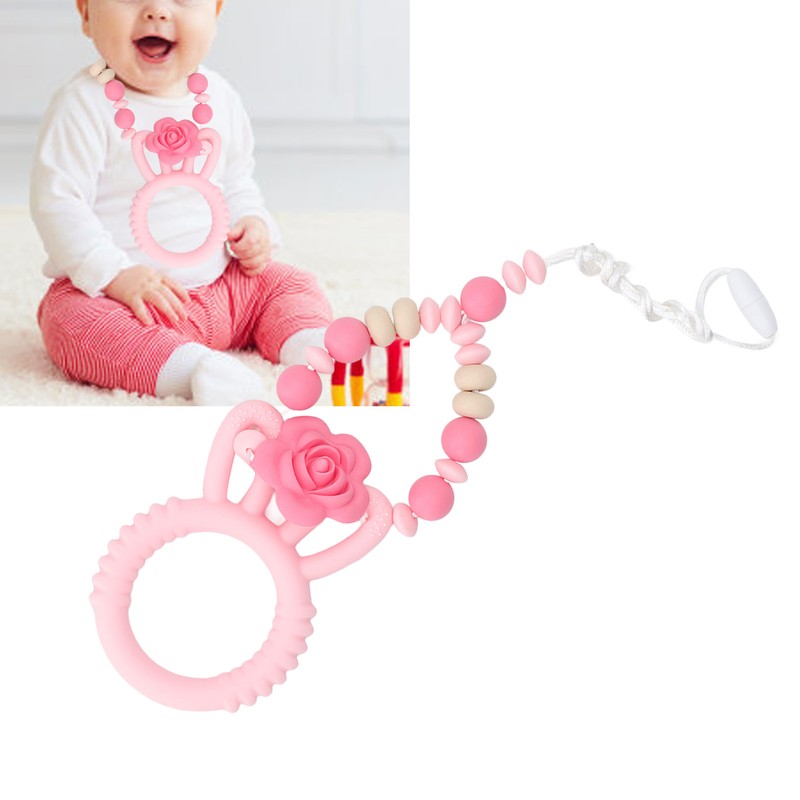Teething Necklace Gum Massage Silicone Baby Teether Cute Bright Color
