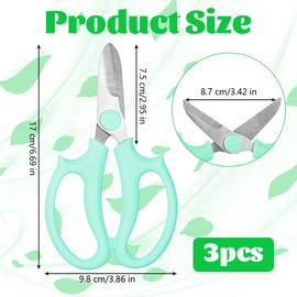 3 Pcs Garden Flower Scissors, Pink Floral Shears Professional Floral Scissors with Comfortable Grip Handle, Premium Garden Clippers for Flower Arrangement Picking Cutting(Pink,Green,Blue)