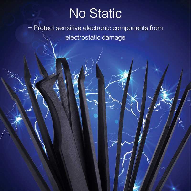 16 Pieces Plastic Antistatic Tweezers, Precise Tweezers Electronic Set Precision