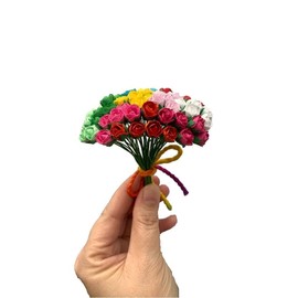 RATREE 888 Mulberry Paper Tiny Rose Artificial Mulberry Paper Rose Mulberry Paper Flowers Wedding Scrapbook DIY Craft Scrapbook Bouquet Craft Stem 50 Pcs (10 Colors)