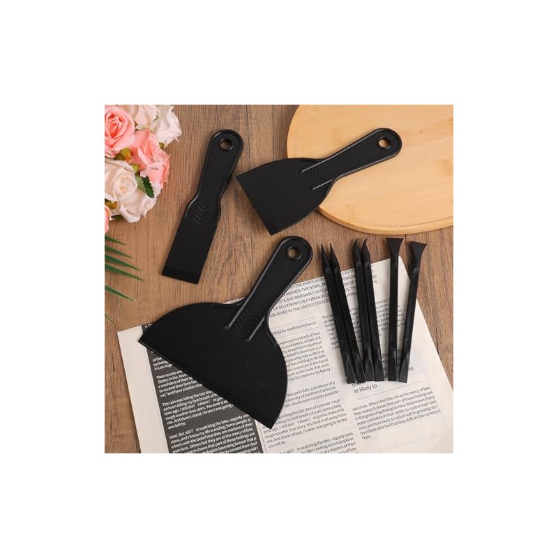 12pcs Plastic Putty Knife Set, Spackle Tool, Include 6 Black