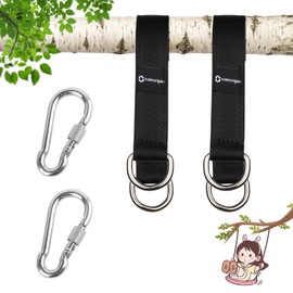 Hammock Attachment Tree Swing Strap Swing Suspension 2 Pieces 29 cm Swing Attachment Suspension Swing Hanging Kit, Hanging Strap with 2 Carabiners and 2 D-Rings for Swing Hanging Chair