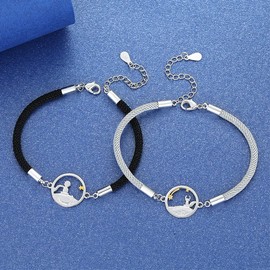 2 PCS Matching Bracelets for Couples, The Little Prince and The Fox Bracelets, His And Her Long Distance Relationship Bracelets, Birthday Christmas Gifts for Men, Women, Boyfriend, Girlfriend