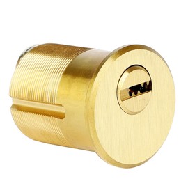 Jeriup Mortise Lock Cylinder,1-1/4"(Overall Length: 32mm), Satin Brass, Copper (Brass) Cylinder, Lock core, dimple Keyway, Standard Outdoor & Indoor Use, Door Replacement Cylinder Lock with 5 Keys