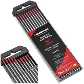 ARCCAPTAIN TIG Welding Tungsten Electrode 10-Pack 3/32"x 7"(Red - 2% Thoriated, WT20/EWth-2)