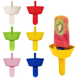 Pack of 6 Drip-Free Ice Lollies, Ice Lolly Holder, Children's Ice Lolly Holder, Ice Lolly Holder with Straw, BPA-Free, Reusable for Adults, Children and Toddlers