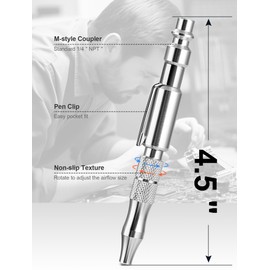 Adjustable Pocket Air Blow Gun, Industrial Style "M" 1/4 Inches Quick Plug, 150 PSI Max Portable Air Blower Pen for Dust Cleaning