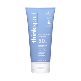 THINK Thinksport Mineral Sunscreen, SPF 50 Clear Zinc Oxide Sunscreen, 6 Fl Oz, Water Resistant, Reef Safe, Broad Spectrum UVA/UVB Sun Screen