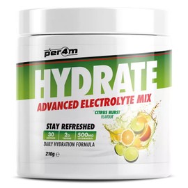 per4m Per4m Hydrate Electrolyte Mix Powder | 500mg Cocomineral | Replenish Essential Electrolytes | Aiding Muscle Function, Cardiovascular Health, Neurological Support (Citrus Burst, 210g)