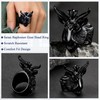 FaithHeart Men's Ring, Stainless Steel Baphomet Goat Head Ring, Punk