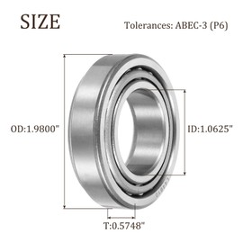 sourcing map 2pcs L44649/L44610 Tapered Roller Bearing Cone and Cup, 1.0625" Bore x 1.9800" OD x 0.5748" Thick, Chrome Steel Taper Bearing Set