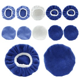 Moicstiy - 40 almohadillas para orejas para capó pulidor, funda para pulir (5-6 pulgadas), capó para pulir coche de microfibra, capó encerado, incluye 24 microfibra, 8 felpa, 8 no tejidas para pulidor de coche