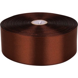 Baocuan 1-1/2 inch Brown Satin Ribbon 50 Yards Solid Fabric Ribbons Roll for Wedding Invitations, Bridal Bouquets, Sewing, Party Decorations, Gift Wrapping and More
