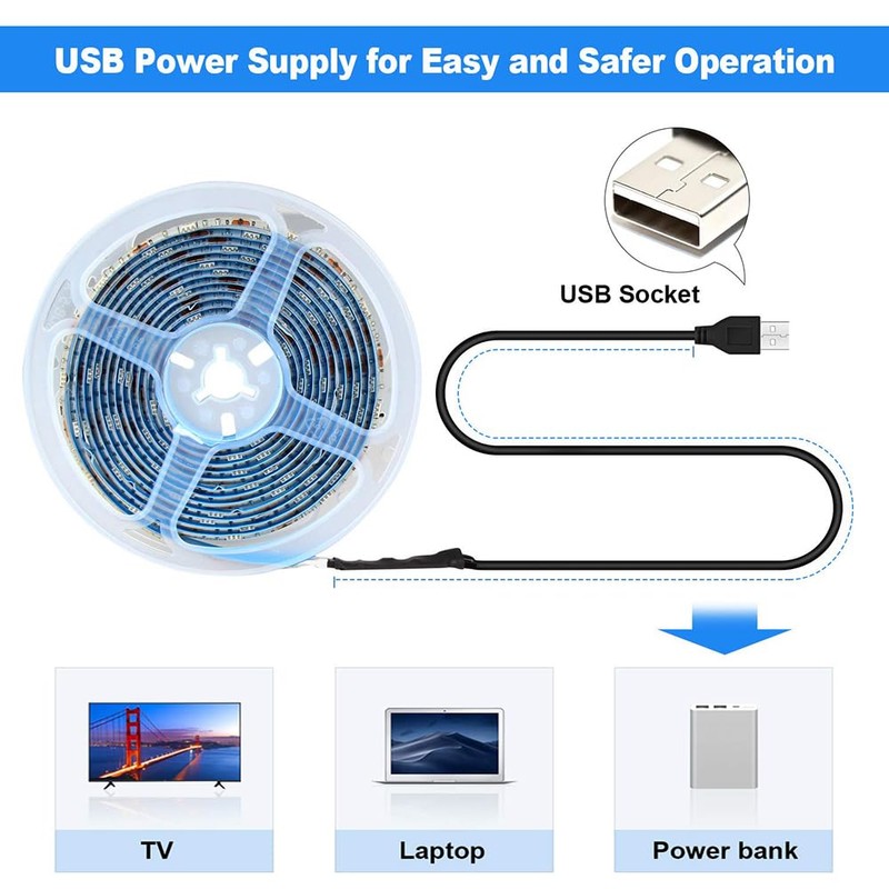 Hually LED Strip 3 Metres, USB, Waterproof, RGB with Remote