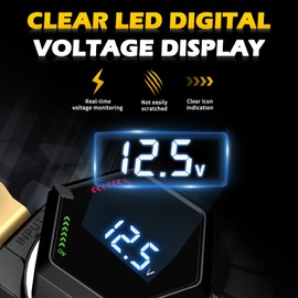 AWBLIN Top Post Battery Disconnect Switch with Voltmeter, DC 5-60V Master Isolator On Off Kill Switch Power Cut/Shut Off Switch for Marine Boat RV Car Truck Camper Trailer