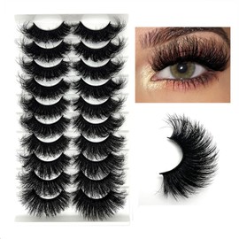 IFSOWDRA Mink Lashes Fluffy Wispy Cat Eye Dramatic 3D Lashes Mink 25mm Long False Eyelashes Pack 20mm Volume D Curl Strip Lashes That Look Like Extensions
