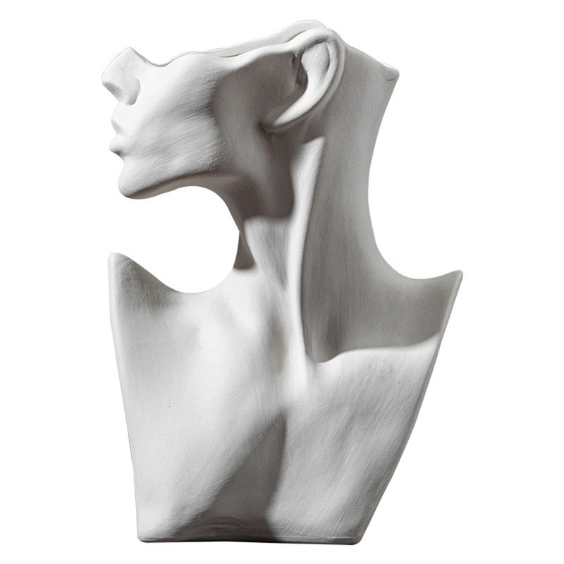 Side Face Portrait Ceramic Vase Living Room Decorative Dried Flower
