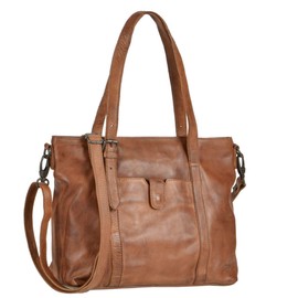 Bear Design Cow Lavato CL36739 Women's Leather Shopper Shoulder Bag Handbag Cognac 34 x 27 cm, brown