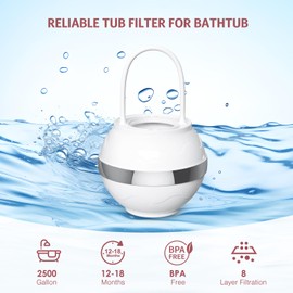 LOFICOPER Bath Filter for Tub, 8 Stage Bathtub Water Filter, 2500 Gallons of Filtration, Removes Hundreds of Contaminants, for Smoother Skin and Hair