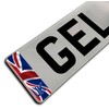 Slimline Domed Waving Union Jack UK Vehicle Number Plate Stickers,