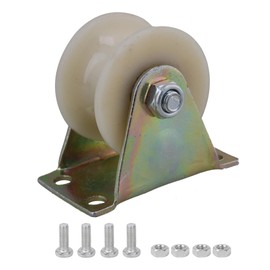 CNBTR 2" Dia Beige 45# Steel Nylon U Type Groove Track Roller Rigid Caster Wheel for Industrial Machines Carts 150KG