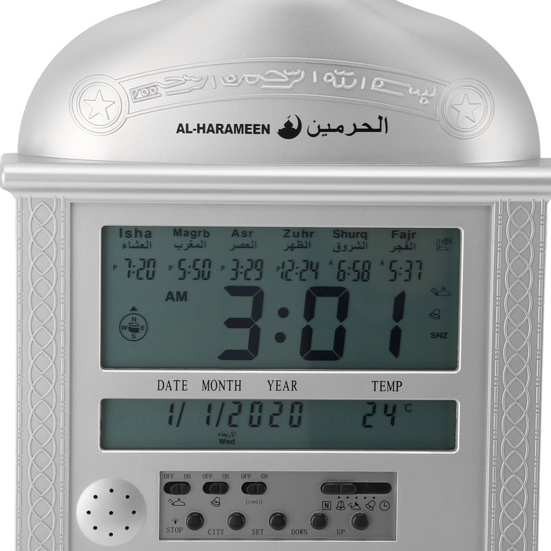 Digital Azan Mosque Prayer Clock Calendar Alarm Clock Multifunction Muslim