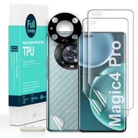 Ibywind Screen Protector For Honor Magic4 Pro 5G 6.81",with 2Pcs Flexible TPU Film,1Pc Camera Lens Protector,1Pc Backing Carbon Fiber Film [Fingerprint Reader,Easy to install]