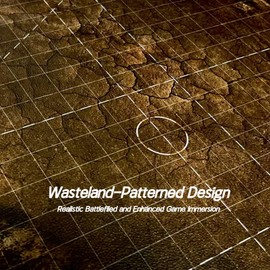 Lighter Creative 44'' x 60'' Battle Mat Gridded War-Gaming Mat for WH40K, Wargame RPG and Other Tabletop Games - Made of Synthetic Leather, Wasteland Patterned