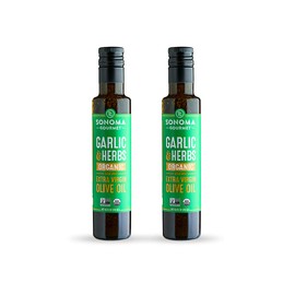 Sonoma Gourmet Roasted Garlic & Herb Olive Oil | First Cold-Pressed, Extra Virgin Olive Oil, USDA Organic, NON-GMO & Project Verified | 8.5 Fl Oz (Pack of 2)