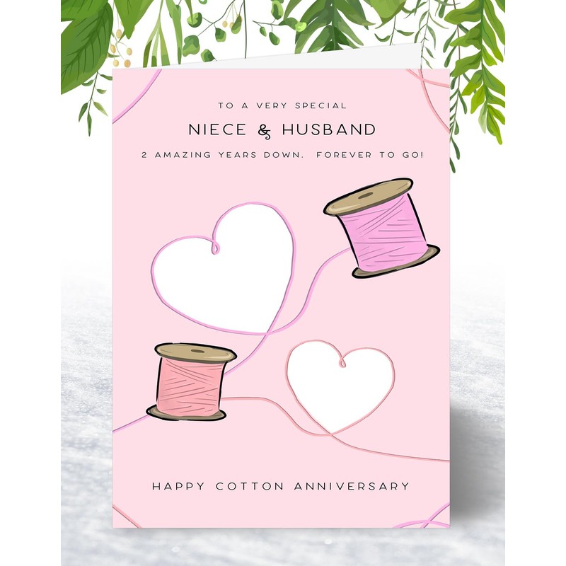 Niece & Husband 2nd Anniversary Card - Cotton Wedding Anniversary