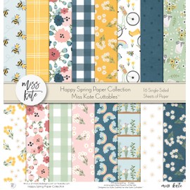Pattern Paper Pack - Happy Spring - for Easter Scrapbook Premium Specialty Paper Single-Sided 12"x12" Collection Includes 16 Sheets - by Miss Kate Cuttables