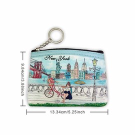 Girls & Women Fashion Cute Chic Classic Elegant New York Souvenir Zipper Change Key Pouch Coin Purse, JP-330148E, New York Element