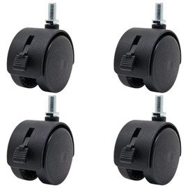 SWZHAI Locking Casters Set of 4, M8 Threaded Plastic Stem Caster Wheels 2 inch, Black Nylon Swivel Caster Wheels Replacement for Furniture, Office Chair, Table, Cabinet, Shelf