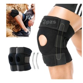 2pz Rodilleras Ortopédicas De Neopreno Ajustables Con Rótula Abierta Y Varillas Flexibles Soporte Deportivo Acolchado Con Velcro Ideal Para Ejercicio 
