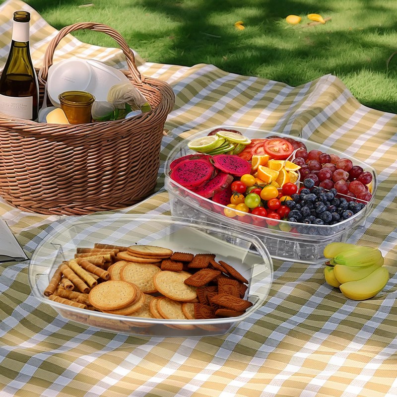 Chillnstay 15-Inch Chilled Serving Tray with Lid and Ice Base,