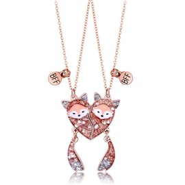 KEMUZ Freundschaftskette Fuchs Design Goldfarben für Mädchen, Symbolische BFF Kette mit Karabinerverschluss, Personalisierbares Geschenk für Beste Freundin, Geburtstag, Weihnachten