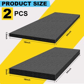 Yaomiao 2 Sheets Customizable Polyethylene Foam 54 x 16 x 2 and 54 x 16 x 1.5 Thick Black Packing Foam Inserts for Cases Thick Polyethylene Foam Sheet for Packaging and Crafts