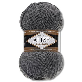 Wohnkult Alize 100 g Lanagold Premium Wool 51 Selection Hats Blankets Clothing Accessories (182 | Medium Grey Melange)