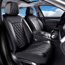 Huidasource Front Seat Covers, 5 Layers Car Seat Covers Front Seats, Driver Seat Cover Leather, Front Seat Cover 360° Full Package Universal Fit for Most Cars, Vans, Trucks, SUVs (Front Pair/Black)