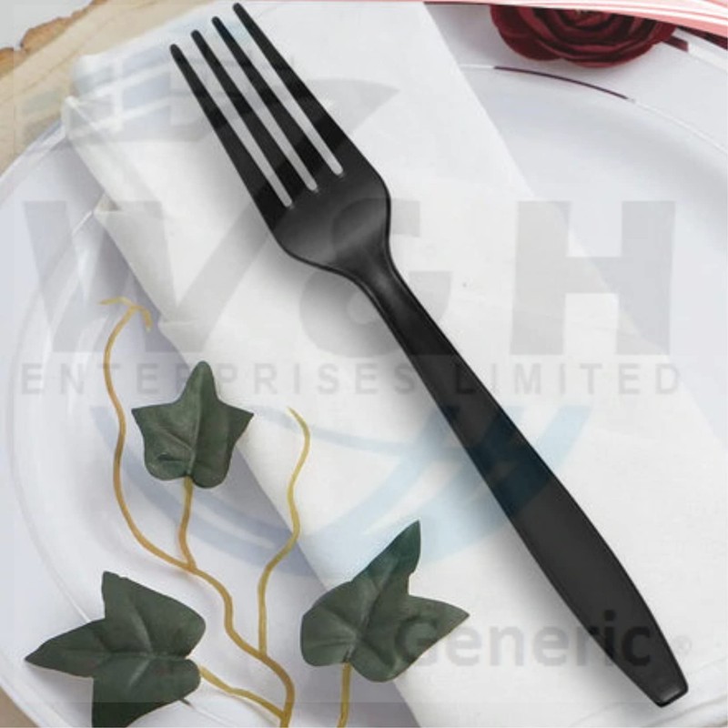 Generic Pack of 50 Heavy Duty Black Plastic Fork, Reusable