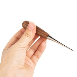 ZLKSKER Walnut Wooden Handle Awl for Leather Art Drilling Positioning Hole Enlargement, Handmade DIY Tool, Pack of 1