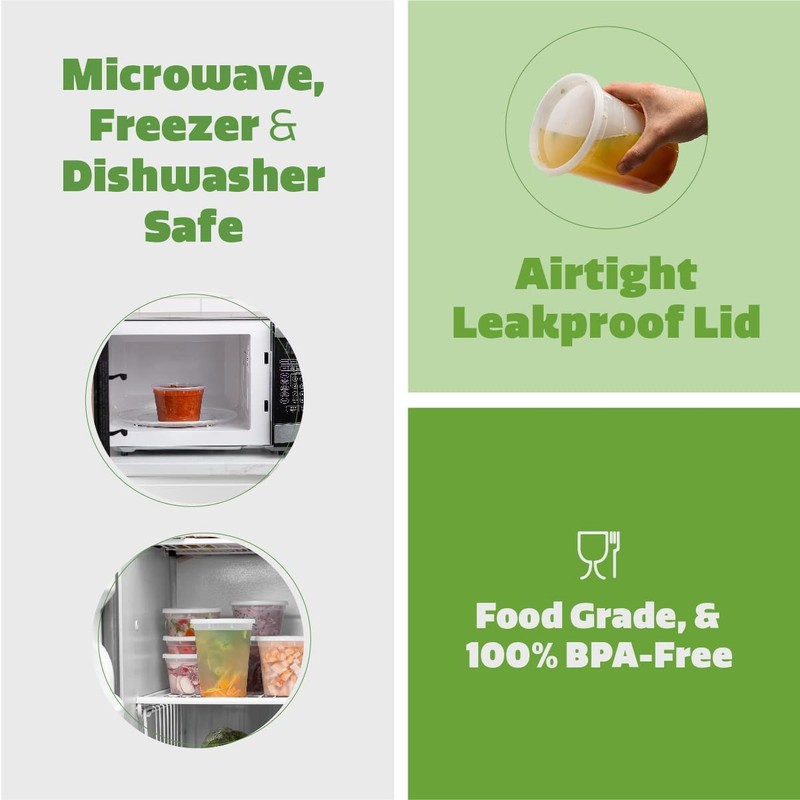 LATERN 24Pcs Plastic Containers with Lids, 950ml /32oz Reusable Food