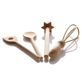 Lares Children's Baking Accessories - 4-Piece Children's Baking Set - Beech Wood / Non-S