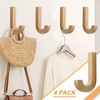 QMAHA Pack of 4 Wooden Coat Hooks, Modern Coat Hooks,