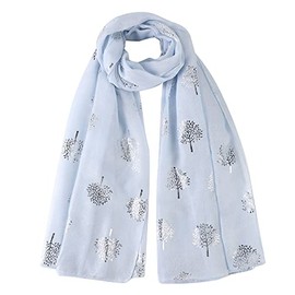 London Scarfs Glitter Mulberry Trees Scarf Women Foil Printed Tree Fashion Ladies Wrap (Baby Blue)